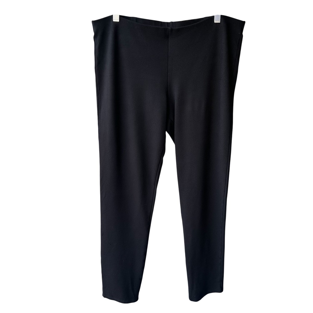 Eileen Fisher Pants Ponte Black Knit Slim Ankle Stretch Italian Fabric Sz Large